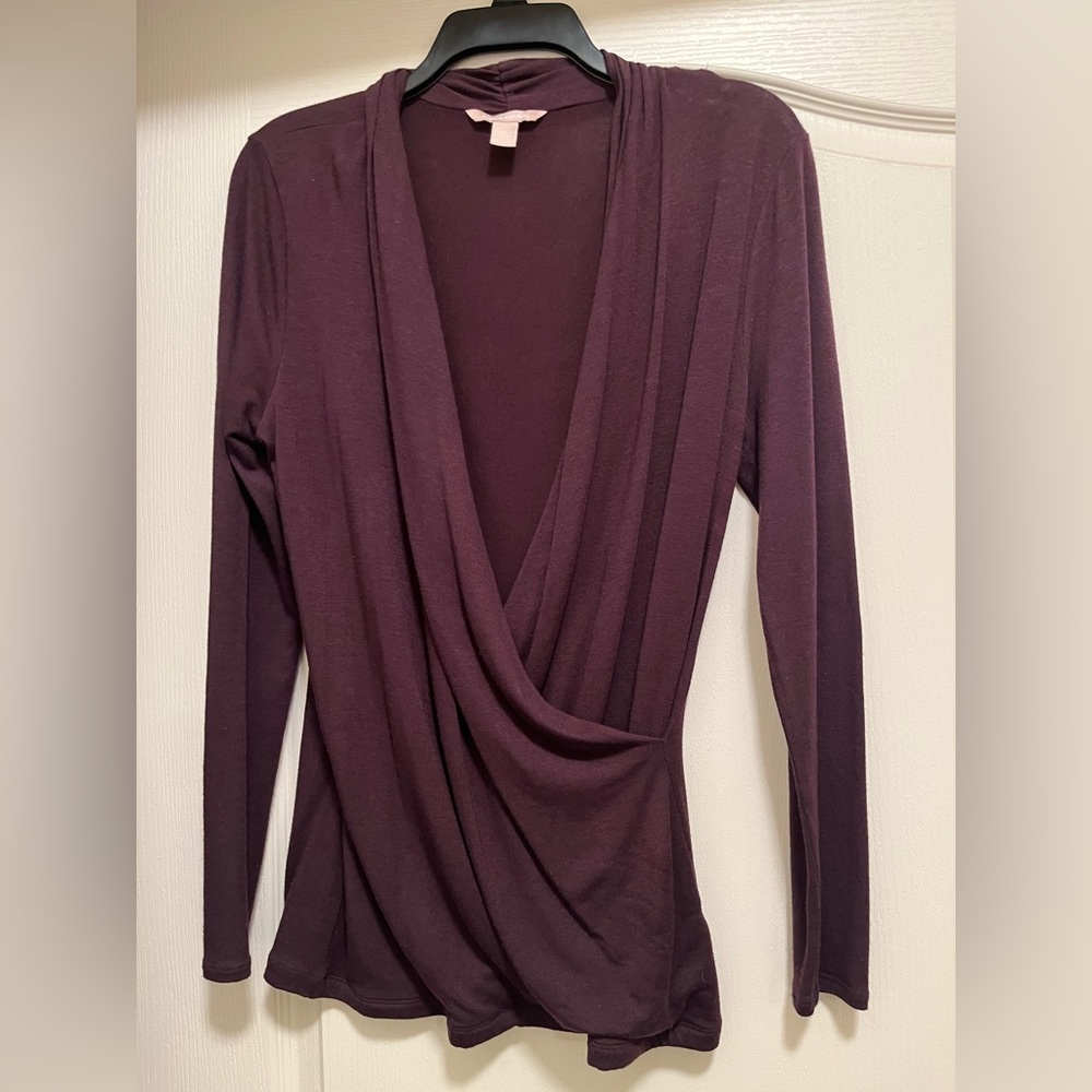 Banana Republic Plum/Wine Color Long Sleeve Blouse Size Medium